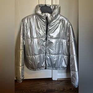 Large Silver Puffer Jacket